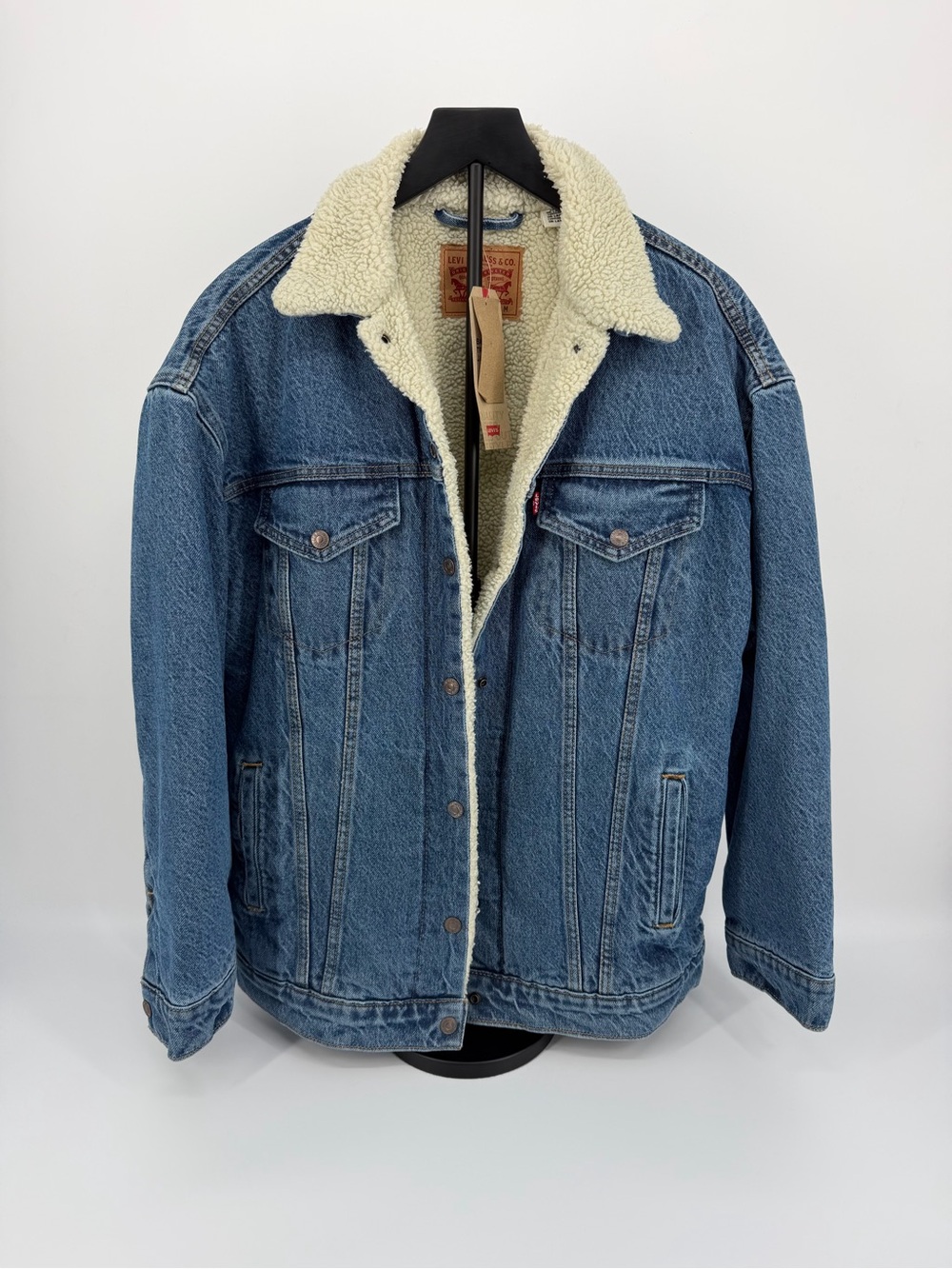 Levi’s Baggy Trucker Jacket Sherpa Lined Denim Jean Jacket Men’s M NWT